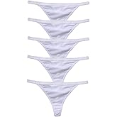 Zofirao 5 Pack Women's Black White Red Panties Cotton Spandex Thongs Underwear G-strings