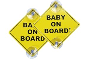 Baby on Board Sticker for Cars 2PCS, WZCNDIDI Baby On Board Warning Signs with Suction Cups, Durable and Strong Without Residue