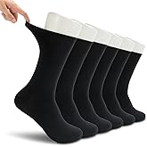 LIXIA Men's Non Binding Merino Wool Socks 3/6 Pairs Pack- Wide Calf Good for Circulation - No Compression Warm Breathable