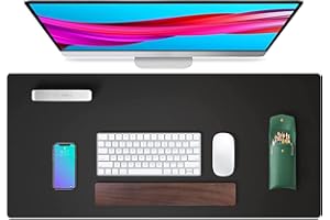AM The America Store Leather Desk Pad Protector,Mouse Pad,Office Desk Mat, Non-Slip PU Leather Desk Blotter,Laptop Desk Pad,Waterproof Desk Writing Pad for Office and Home (31.5" x 15.7", Black)
