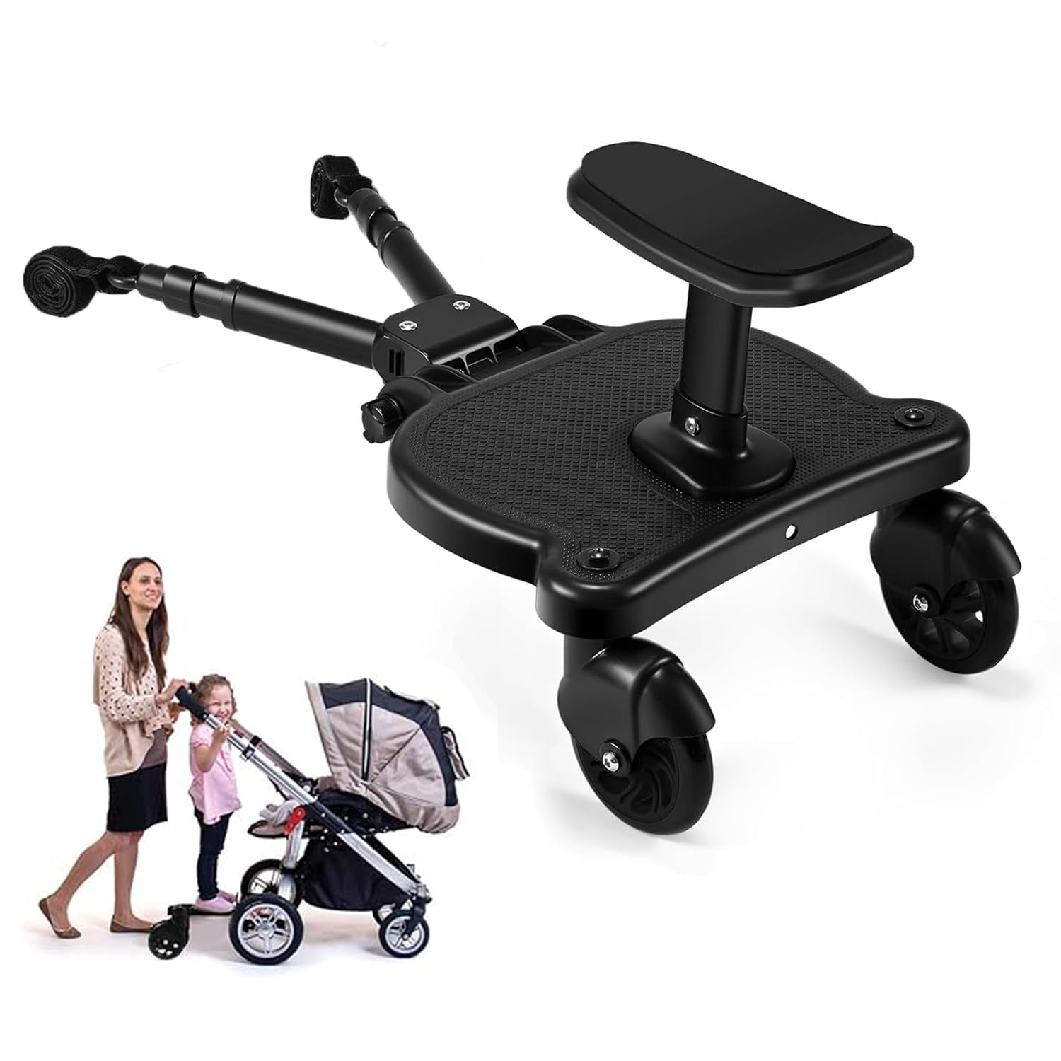 Photo 1 of Universal Stroller Board with Detachable Seat,Stroller Board,Buggy Board Suitable for Most Brands of Strollers, Holds Children Up to 55lbs (Black)
