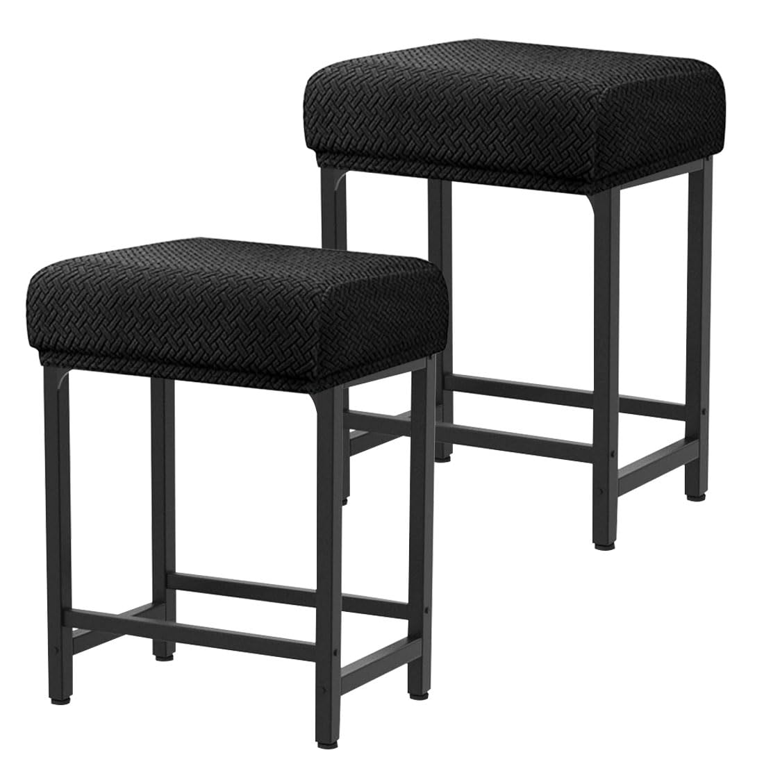 Photo 1 of Levoberg Bar Stool Cover Rectangle Stretch Counter Height Barstool Slipcovers Rectangular Vanity Stool Cover Kitchen Counter Saddle Seat Cover for Wooden Metal Bench Set of 2 Black
