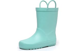 LANCDON Toddler Rain Boots for Boys and Girls Waterproof Rubber Kids Rain Boots with Easy on Handles All-season Outdoor Shoes