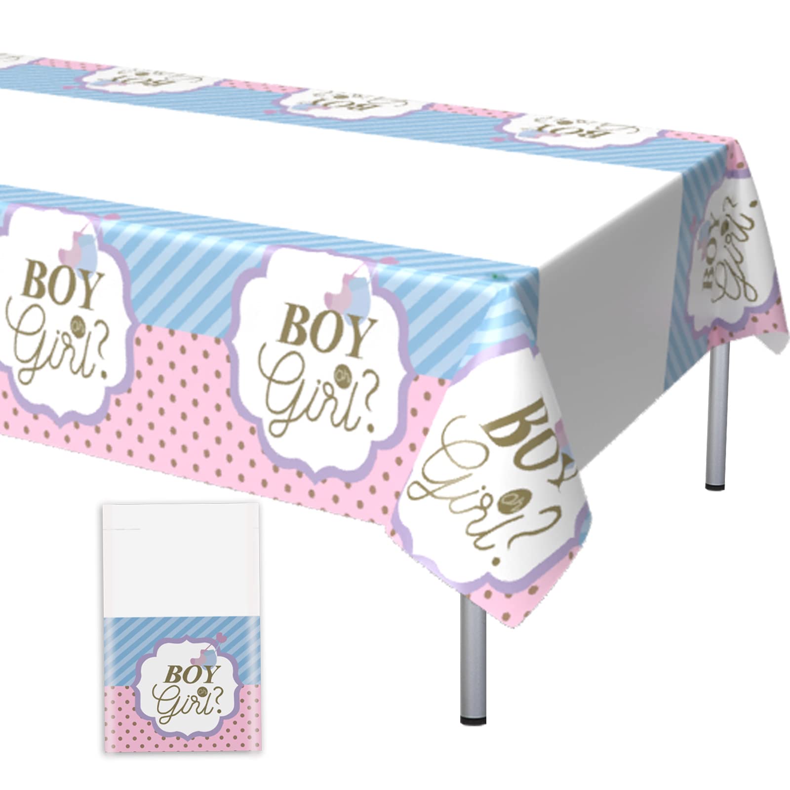 Table Cloths Gender Reveal Pink Blue Boys or Girls Theme Tablecloth Rectangular PVC Plastic Thin Table Cover Disposable Waterproof Party Decorations for Baby Shower Birthday Anniversary 220*130 cm