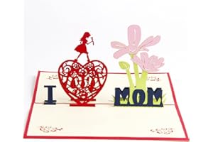 Paper Spiritz Mother's Day Pop Up Card,3D Handmade I LOVE MOM Card Birthday Card Anniversary Day Card Thank You Card Thinking