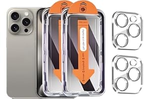 2+2Pack for iPhone 15 Pro Max Privacy Screen Protector with Camera Lens Protector Full Coverage Anti-Spy Tempered Glass Film 