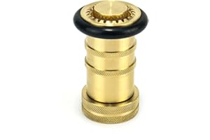 QWORK 1" NST/NH Brass Fire Hose Spray Nozzle, Heavy Duty Fire Equipment, Industrial Jet Fog Nozzle 36 gpm 100 psi