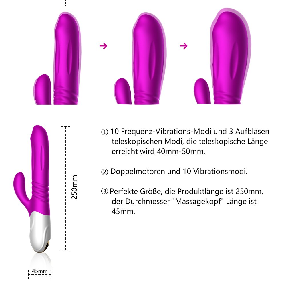 Stoßvibrator groß xxl Vibratoren Silikon Dildo Vibrator Vibrationen sexspielzeug klitoris für sie and Klitoris Massagegerät versenkbare Vibrationen stimulierende G-Punkt Klitoris for 100% wasserdicht---Sexspielzeug für Frauen vibratoren (Li