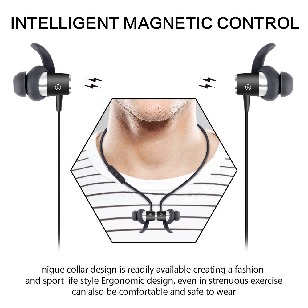 Bluetooth Headphones Sonzi Sport Earphone Wireless 4.1 Magnetic Earbuds for Gym Running with Mic Fast Pairing Workout 6 Hour Battery Noise Cancelling Headsets（Pink）