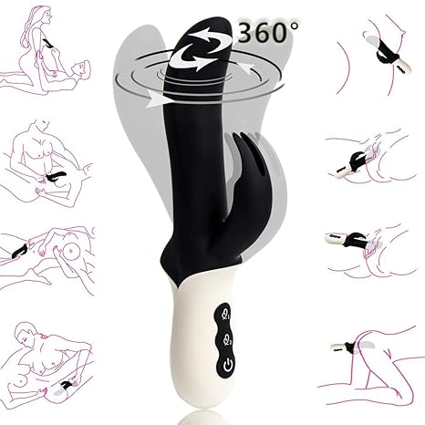 Realistische Vibratoren, Dildo Rabbit Vibrator für sie, Klitoris Stimulation Sexspielzeug, Dualer Motor Silikon Massagegerät mit 10 modi, 100% Wasserfest, Schwarz