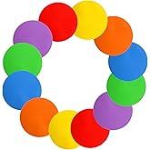 HekouJiub 12 Pcs 9 inch Poly Spots, Non Slip Rubber Spot Markers, 6 Colors Flat Cones for Sports Training, Floor Dots Disc Drill Cones for Soccer Basketball Baseball Gym Sports Speed Agility Training