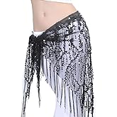 Lauthen.S Women Belly Dance Hip Scarf, Sequin Tassels Triangle Tribal Wrap Skirt Waist Chain