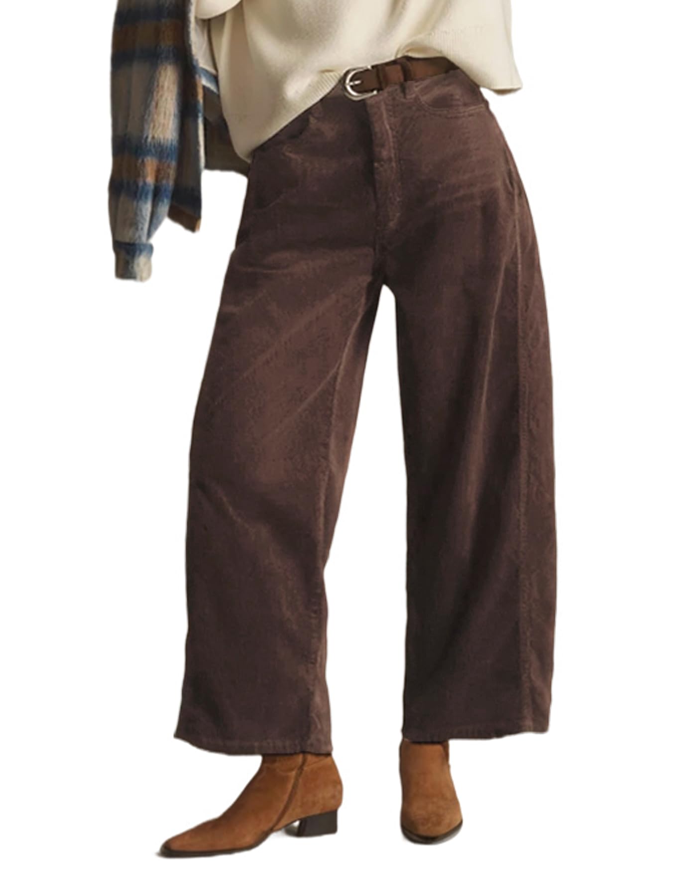 Photo 1 of Kedera Women's Causal Baggy Jeans Vintage Wide Leg Corduroy Mid Rise Barrel Boyfriend Denim Ankle Pants SIZE SMALL 