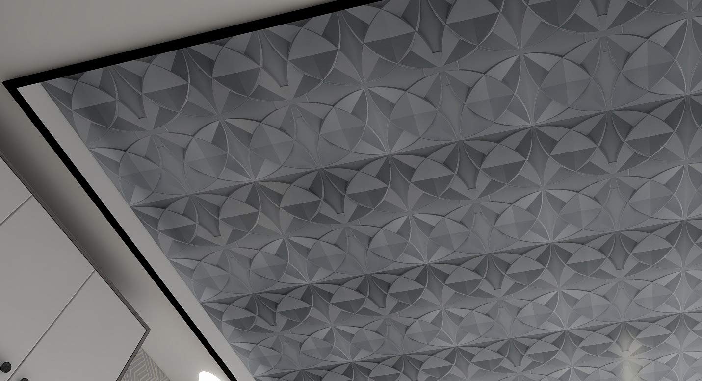 Art3d Decorative Ceiling Tile 2x2 Glue up, Suspended Ceiling Tile Pack of 12pcs Gray Floral