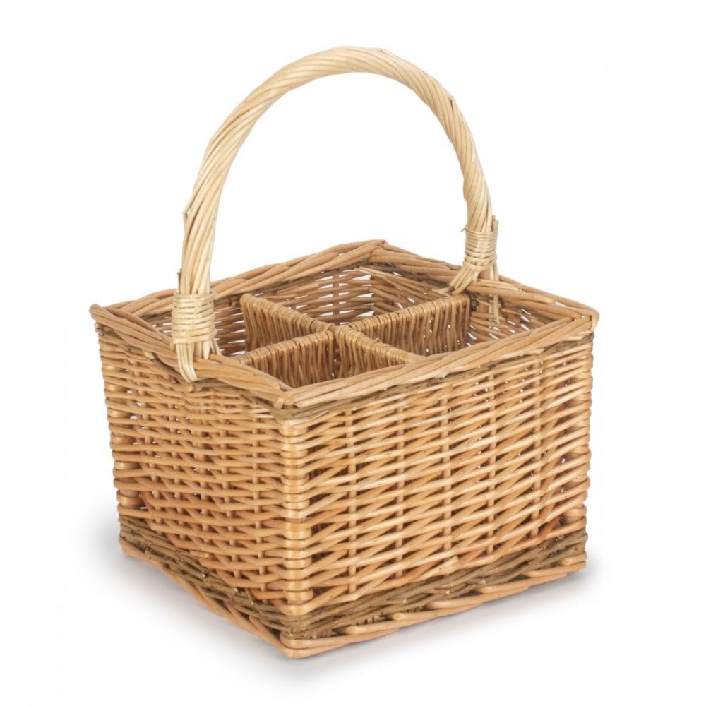 Red Hamper 4 Bottle Steamed Wicker 2 Tone Bottle Carrier