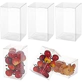 BENECREAT 30PCS 2.3x2.3x4 Film Covered Clear Plastic Party Favor Box for Wedding Party Decor, Choclates, Candy Cookies Favors, Mother's Day Festival Gift Packaging