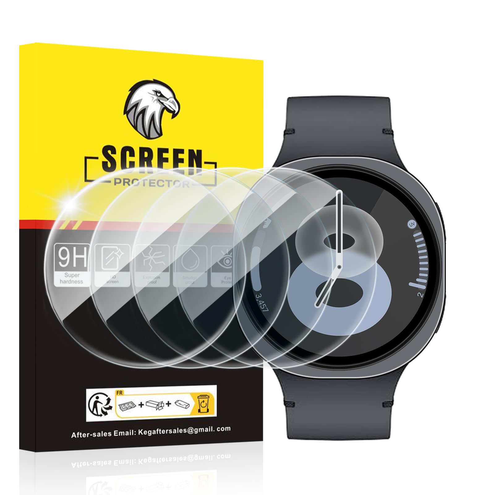 Photo 1 of SPGUARD 4 Pack for Samsung Galaxy Watch 8 Screen Protector 44mm Tempered Glass Clear Film Anti Scratch Bubble Free Compatible with Galaxy Watch8 44mm(NOT for Others Models)