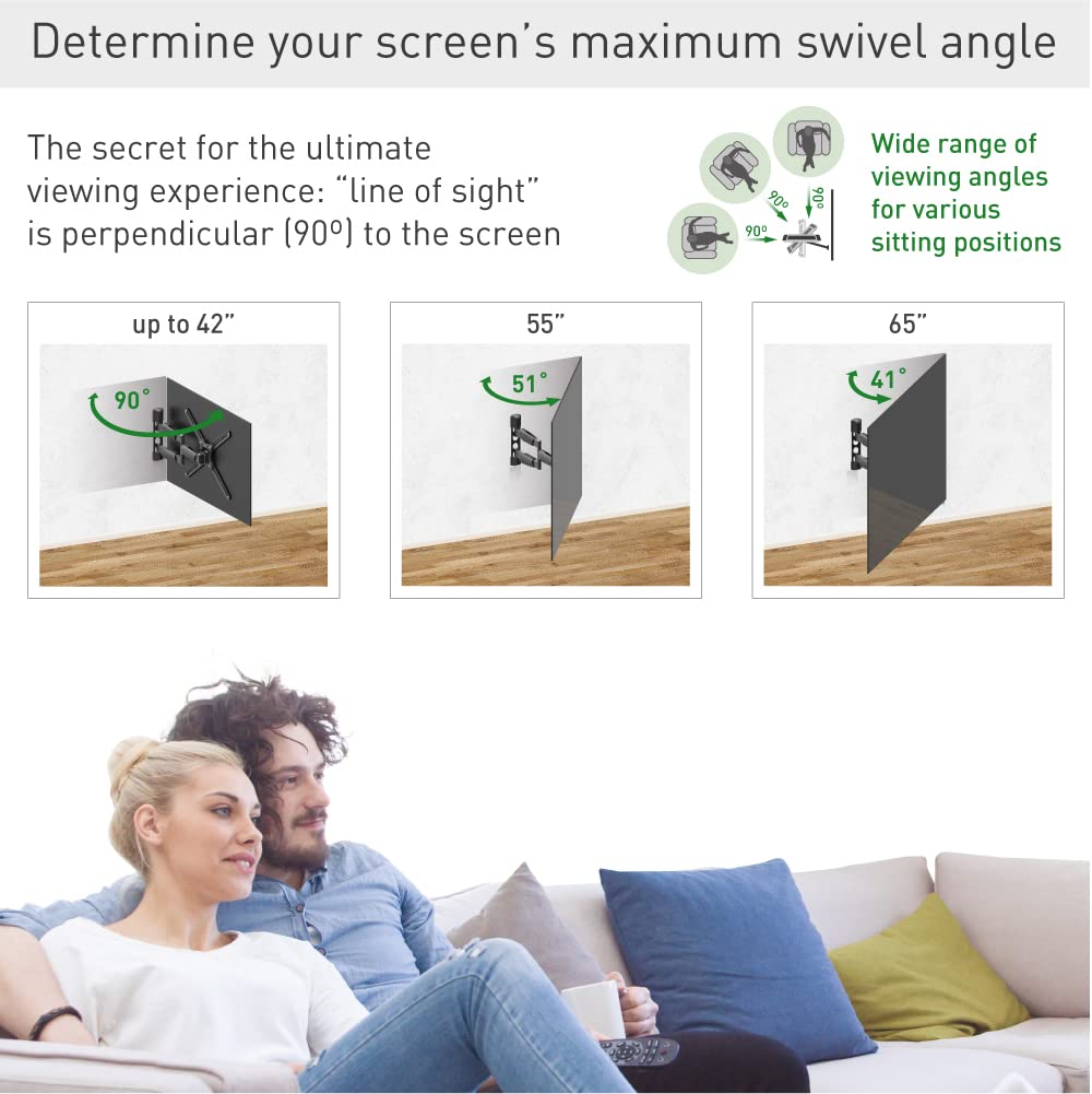 Barkan TV Wall Mount, 13-65 inch Full Motion Articulating - 4 Movement Long Premium Flat/Curved Screen Bracket, up to 80 lbs, Extremely Extendable, Lifetime Limited Warranty,Fits LED OLED LCD