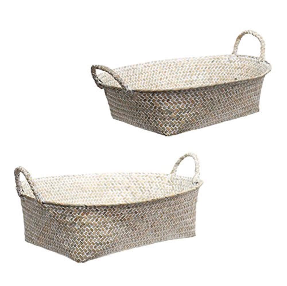 Amazon Com Tasteful Home Decor Seagrass Oval Basket Set Home