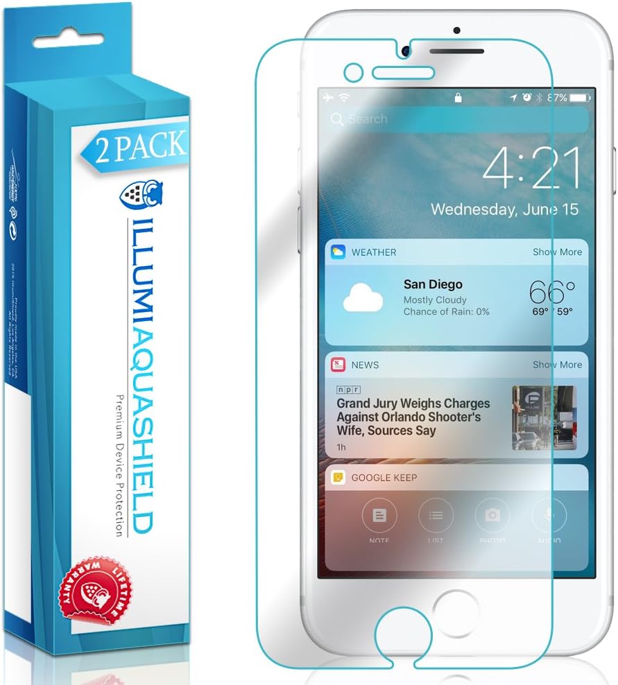 ILLUMI AquaShield Screen Protector Compatible with Apple iPhone 8 (2-Pack)(Total Coverage) No-Bubble High Definition Clear Flexible TPU Film