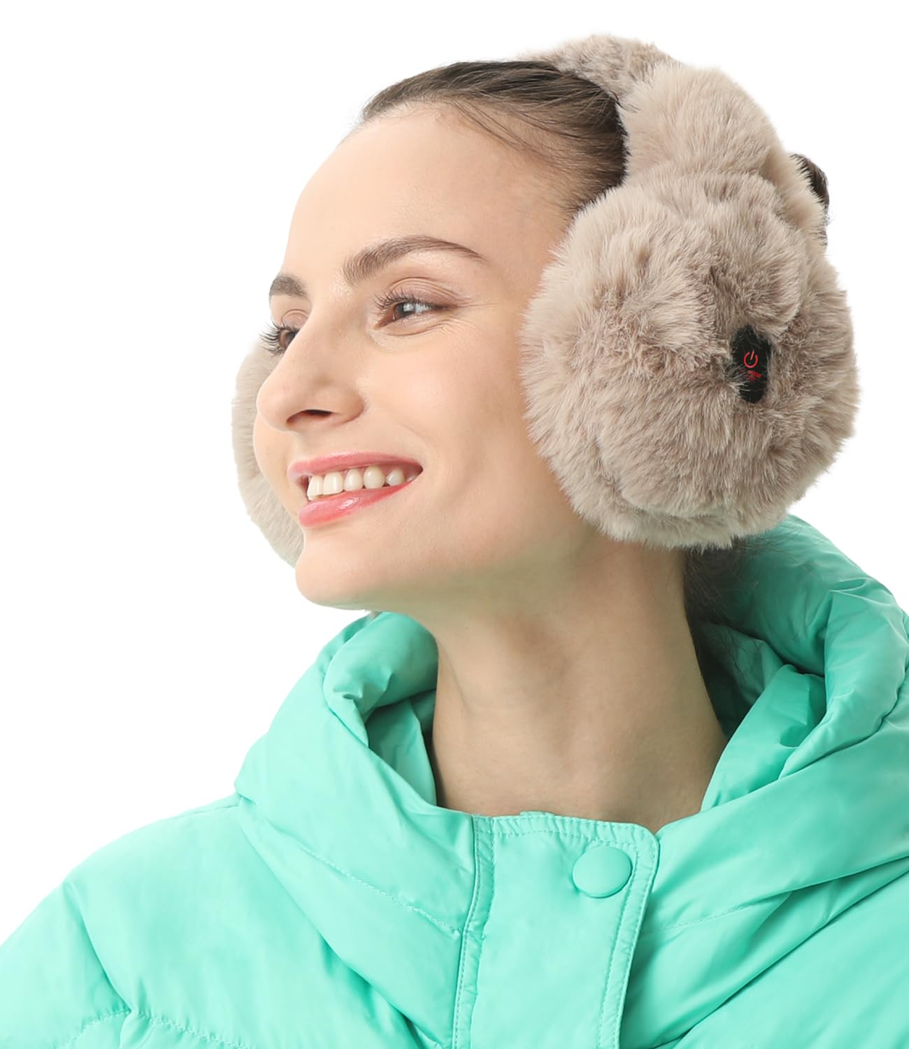 Telepepe Heated Earmuffs for Men and Women, Cordless Ear Warmers for Winter Hiking, Running, Walking, Skiing, Camping, 2 Heating Modes, 2000mAh Rechargeable, Gifts for Family(Brown)