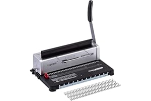 TIANSE Binding Machine, Wire Binder Machine 34 - Square Size Holes, Punching 120 Sheets, Bind 12 Sheets Book Maker with Sturdy Metal Construction Comes with 100pcs of 3/8" Wire Binding Ring