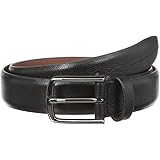Perry Ellis Portfolio Park Ave Men's Dress Belt, Burnished Edges and Silver Prong Buckle, Textured Leather Belt