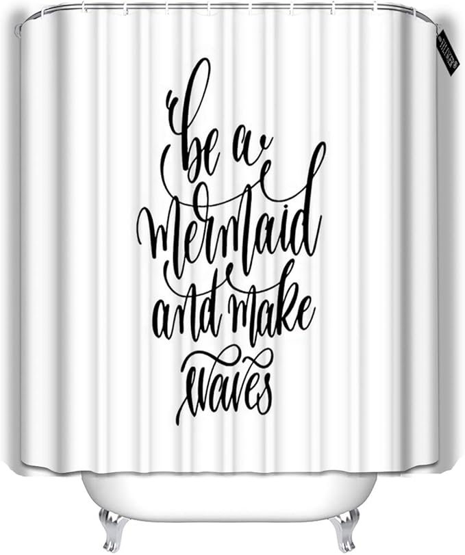 Amazon Com Yilinger Bath Shower Curtain Be Mermaid And Make Waves Positive Quote Cloth Fabric Bathroom Decor Set 60 X72 Home Kitchen
