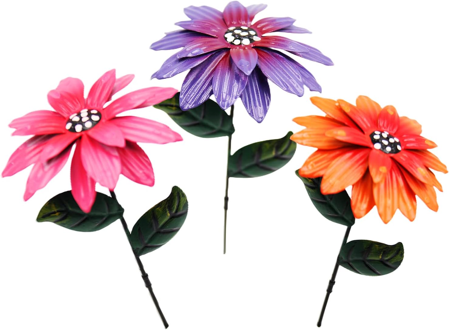 Decorative Garden Stakes - 3Pcs/Set Metal Daylily Flower Garden Stakes,Metal Flowers Outdoor Decor Stake Yard Art Decoration,Garden Metal Plant Flowers Stick Spring Patio Decor (3 Pcs)