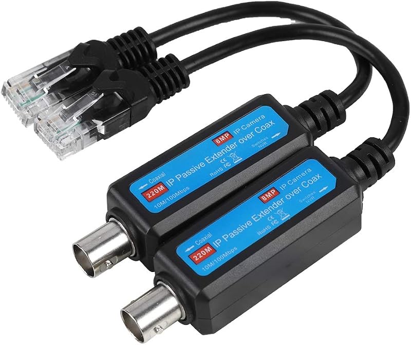 VBESTLIFE 1CH Passive IP Coax Extender Transmitter Receiver 10/100Mbps RG59 220M