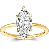 RODIFFY 2 Carat Elegant Marquise Cut Engagement Ring for Women, S925 Silver Lab-Created D Color VVS1 Moissanite Promise Ring with 14K Gold Plated