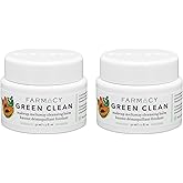 Farmacy Makeup Remover Cleansing Balm Bundle - Green Clean Waterproof Makeup Remover + Oil Based Cleanser - Gentle Exfoliating Double Cleanser - Melts From Balm to Milky Lather (50ml, 2 Count)