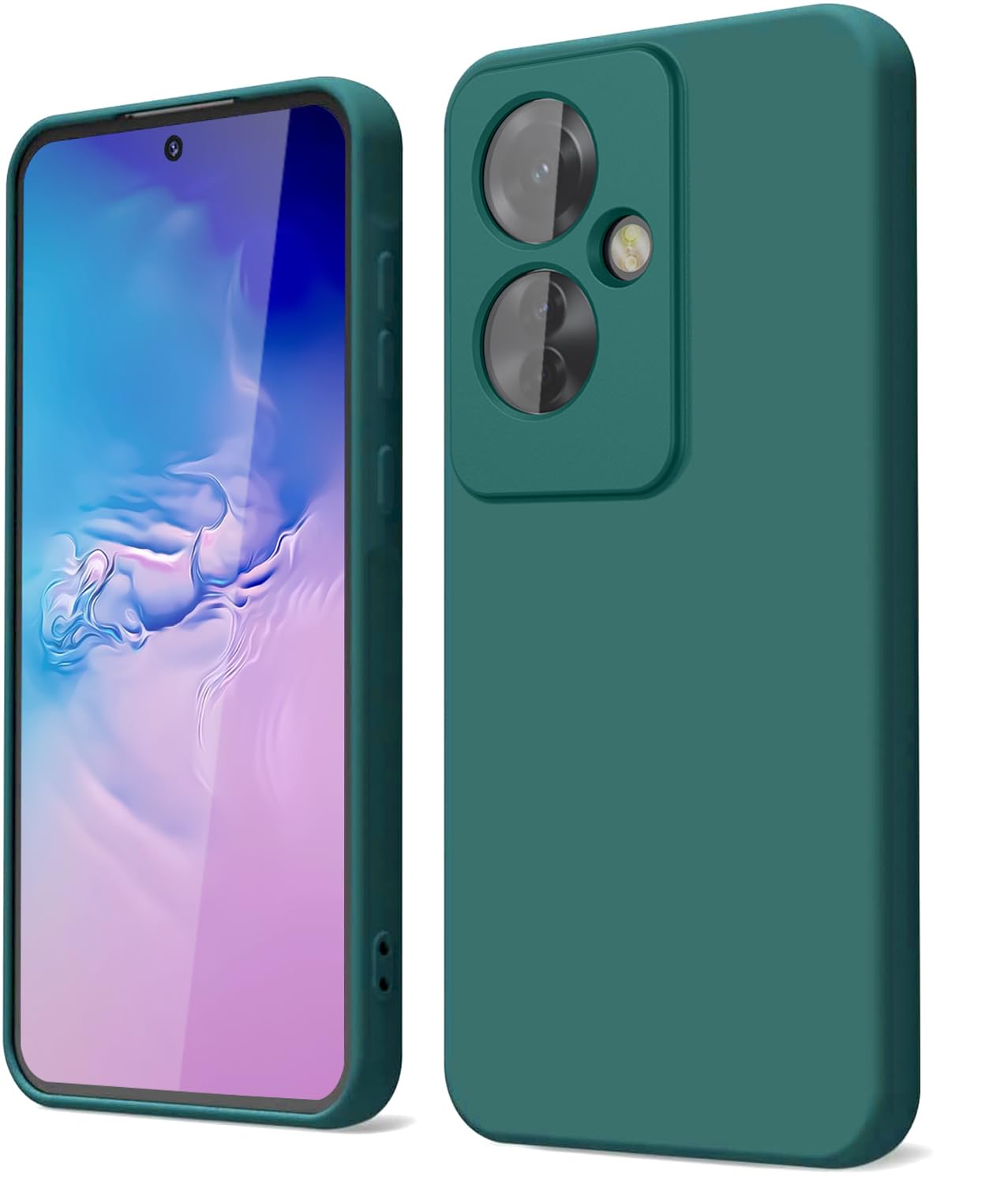 GOGME Phone Case for OPPO Reno 11F (Reno11 F) 5G with Anti-Scratch Microfiber Lining Liquid Silicone Shockproof Protective Back Cover Slim Soft TPU Bumper Shell, Dark Green