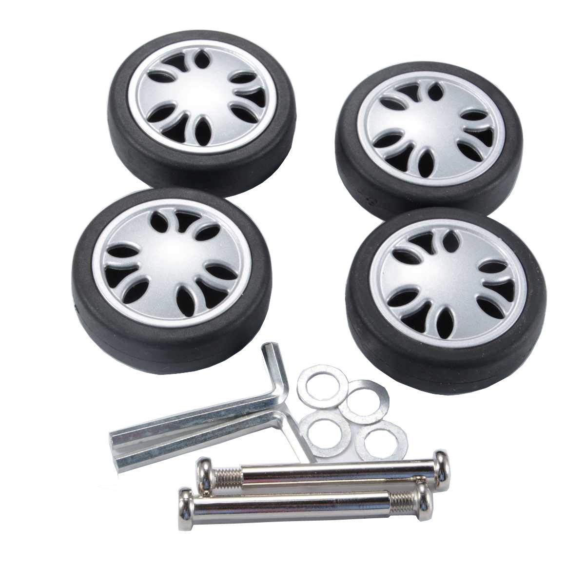 Miayaya Replacement Luggage Suitcase Wheels 50mm (1.97") Trolley Rubber Wheel 360 Degree Spinner