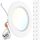 Sunco 20 Pack 6 Inch LED Recessed Light Retrofit, Can Lights for Ceiling, 1700 LM High Brightness, Selectable CCT 2700K/3000K/4000K/5000K/6000K, 17W=120W, Dimmable, Baffle Trim, Damp Rated UL