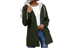 Rain Jacket Women Waterproof Hooded Raincoats Striped Lined Rain Coats Outdoor Travel Hiking Jackets with Pockets