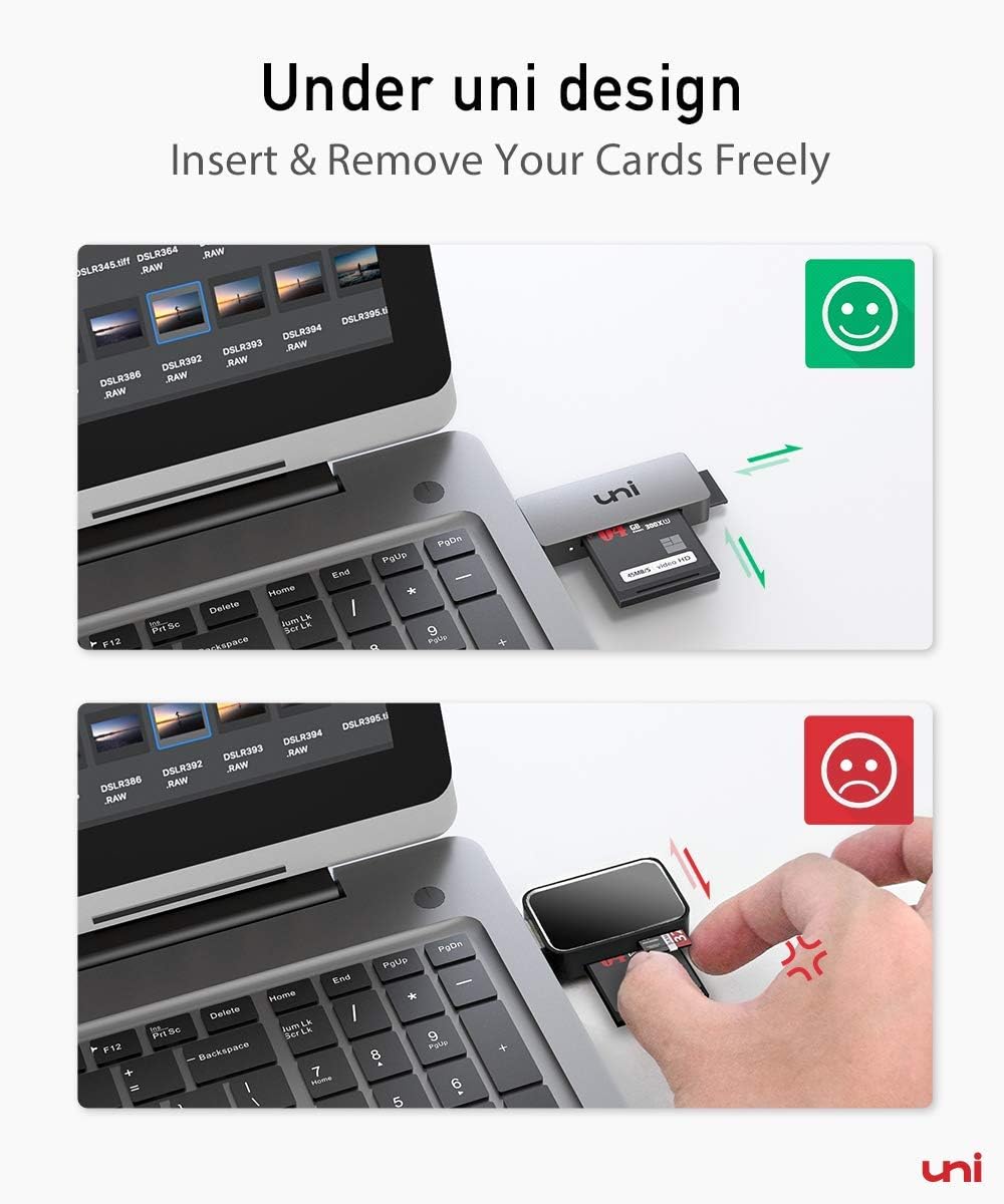 uni SD Card Reader, USB 3.0 to SD/Micro SD Card Adapter 2-in-1, Aluminum USB SD/TF Memory Card Reader Compatible with SD, SDXC, SDHC, MMC, Micro SDXC, Micro SD, Micro SDHC Card and UHS-I Cards: Computers & Accessories