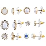 Lux Accessories Gold Tone White Shimmer Faux Pearl