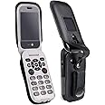 Wireless ProTech Case with Clip Compatible with Consumer Cellular Doro Flip Phone Model 7050, Fitted Leather Case, Rotating Belt Clip, Built-in Screen & Keypad Protection