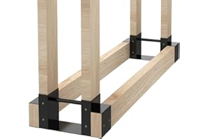 bbq777 2-Pack Firewood Log Storage Rack Bracket, Adjustable Heavy Duty Powder Coated Steel Holder for DIY Fireplace Wood Storage, Log Holder for Indoor Outdoor