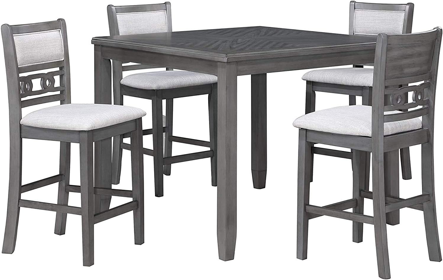 New Classic Furniture Gia 5-Piece Counter Set with 1 Table and 4 Chairs, 42-Inch, Gray: Furniture & Decor