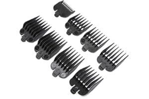 24HOCL 8 Pcs Professional Hair Clipper Combs Guides, Wahl Replacement Guards Set #3171-400 – 1/8” to 1” Fits Most Size Wahl Clippers/Trimmers, Black 1