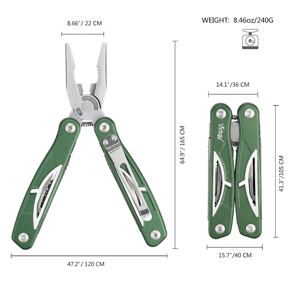 Multitool Pliers with Anodized Aluminum Handle, 13 in 1 Multipurpose Stainless Steel Survival Kit with Safety Lock,Saw,Serrated Knife, Screwdriver,Wire Cutter for Outdoor Camping, Hunting