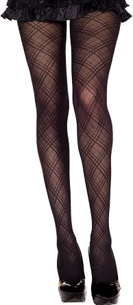 Music Legs 7137-BLACK Argyle Mesh 