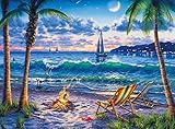 DIY 5D Diamond Painting Kit, ONE Phoenix Full Round Drill Large Sea & Trees Beach Paintings Kits, Clearance Rhinestone Diamond Art Craft for Home Wall Decor, Contain Tools (40x30CM/15.75x11.81INCH)