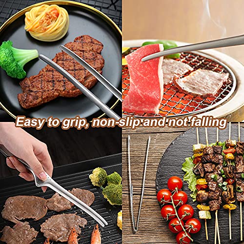 Stainless Steel SelfStanding Tongs Korean and Japanese BBQ Tongs
