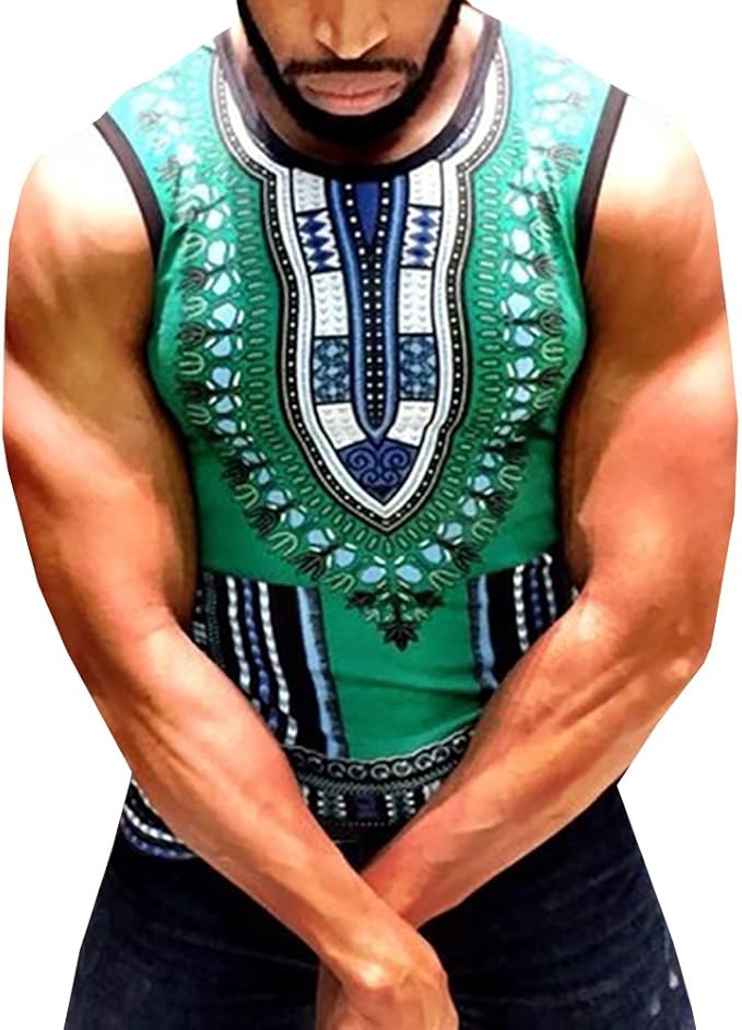 Runcati Mens African Tank Tops Muscle Dashiki Tribal