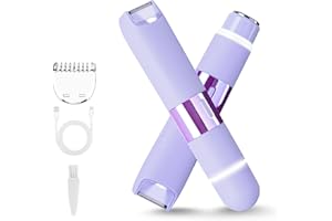 CHECKSIMPLE Dermave Bikini Shaver - Electric Bikini Trimmer for Women, 2-in-1 Waterproof Electric Dual Head Shaver (Purple)