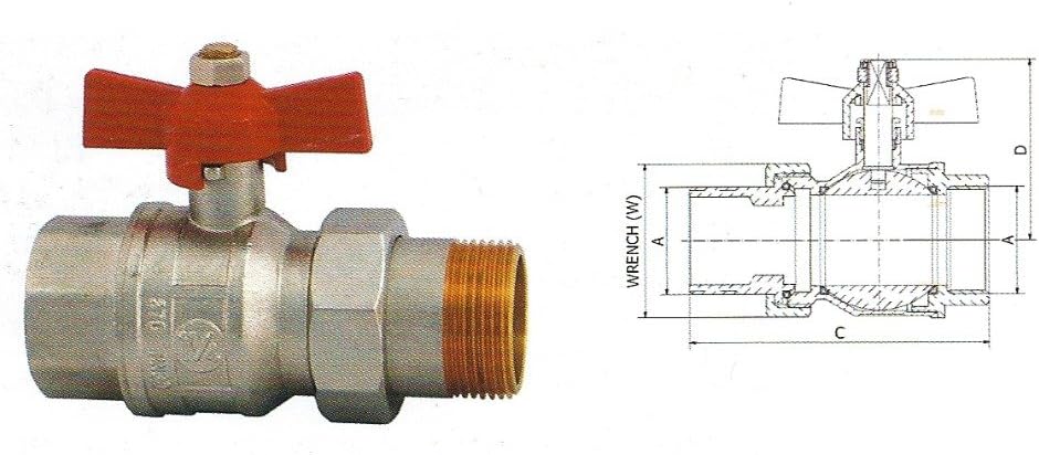 Valbrass 1.1/4" BALL VALVE WITH BUTTERFLY HANDLE