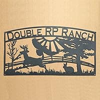 Metal Art Ranch Sign with Eagle, Buck, Rabbit, and Custom Text Field (A25)